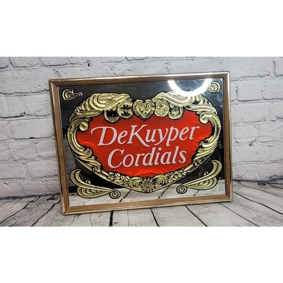 Vintage Framed DeKuyper Cordials Bar Mirror - Picture 1 of 6
